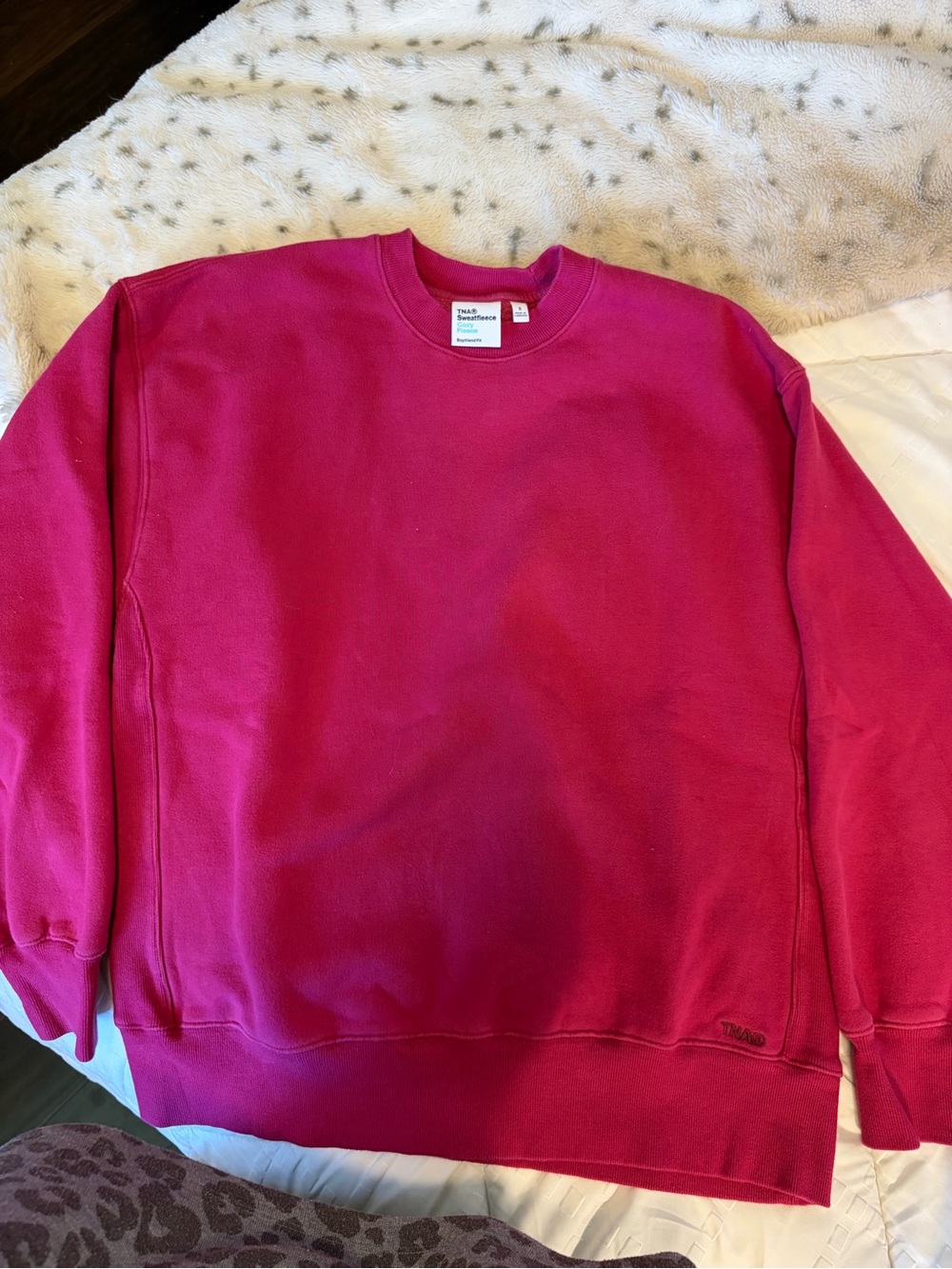 TNA Crewneck Sweater - Bright Fuchsia Pink